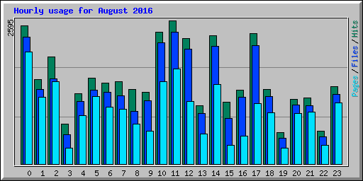 Hourly usage for August 2016